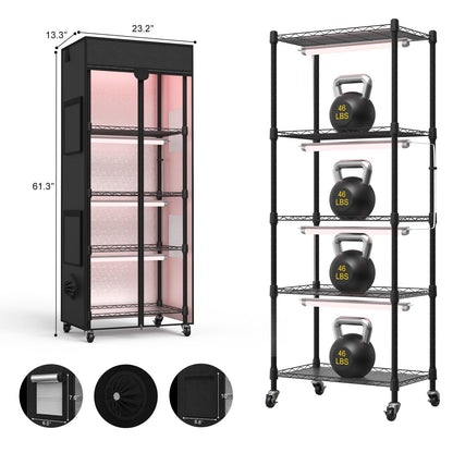 sagrynfp Indoor Greenhouse with Grow Light, 5 Tier 23.2" L×13.3" W×61.3" H Indoor Green House, with 96W Full Spectrum Growing Lamps，Metal Indoor Greenhouse for Seed Starting