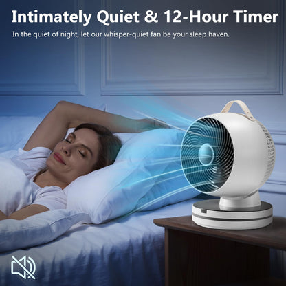Leavesden Air Circulator Fan 0dB Quiet 15.75 Inch Table Fans for Bedroom, 12 Speeds, 12H Timer, Auto Temperature Control Oscillating Fan Desk Fan with Remote for Home Office Dorm