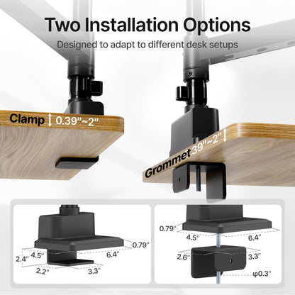 monTEK Dual Monitor Mount Tall Monitor arms for 2 Monitors for 17 to 35 Inch Curved Screen Holds 35 Lbs Adjustable Heavy Duty Monitor Desk Mount Cable Management, VESA 75/100mm