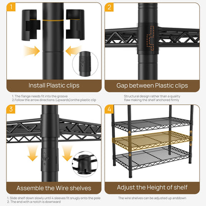 Golpart Coat Rack Clothes Wardrobe：Closet Organizer and Storage Clothing Garment Rack with Shelves Heavy Duty for Hanging Clothes Portable Adjustable Black 15.8" Dx(70-88.5)" Wx76.5 H