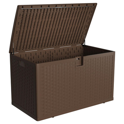 EliteEdge 120 Gallon Resin Deck Box-Organization and Storage for Patio Cushions, Throw Pillows and Garden Tools