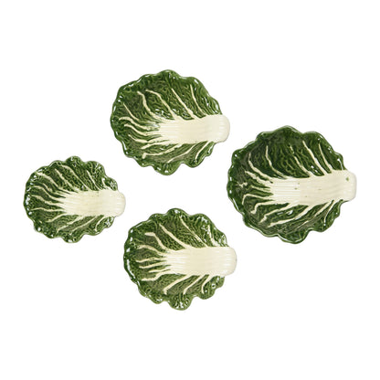 Hand-Painted Cabbage Shaped Stoneware Bowls, Set of 4