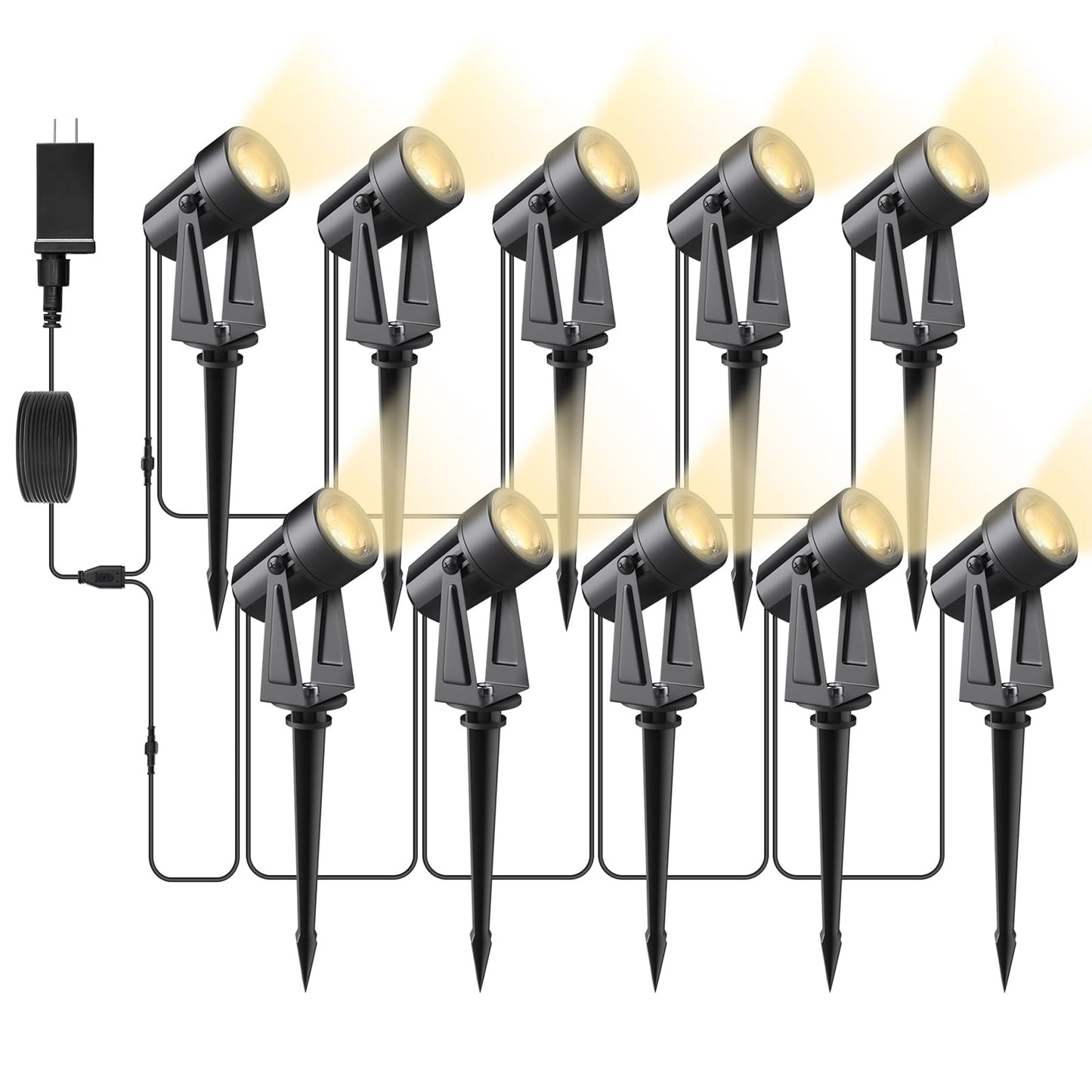 Svater 192 FT Outdoor String Lights 2W with Landscape Lighting Low Voltage 10 Pack, Patio Light for Outside Warm White