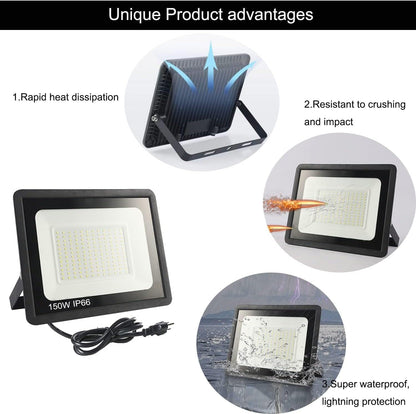STARFISHHOME 4Pack 250W LED Flood Light Outdoor,25500LM LED Work Light with US Plug,6000K Daylight White,IP67 Waterproof Outdoor Floodlights for Yard,Garden,Playground