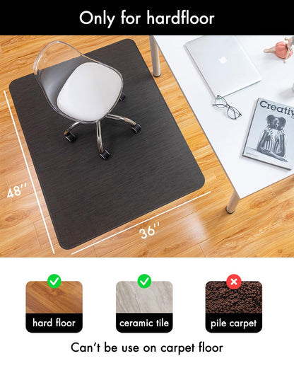 Baroyal Office Chair Mat for Hardwood Floor Under Desk Computer Rolling Chair Mat for Wood/Tile Floor Non-Slip Heavy Duty Desk Rug PVC Plastic Hard Floor Protector 36" x 48" (Espresso)