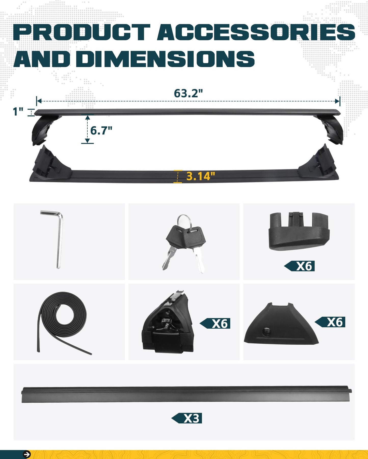 Trumgeta 330lbs Heavy Duty Roof Racks 3PCS Fit for Jeep Wrangler JK JL Gladiator JT 2007-2026 Hard Top 2 & 4 Door W/Anti-Theft Lock Cross Bars for Tent Travel Bike Kayak Snowboard