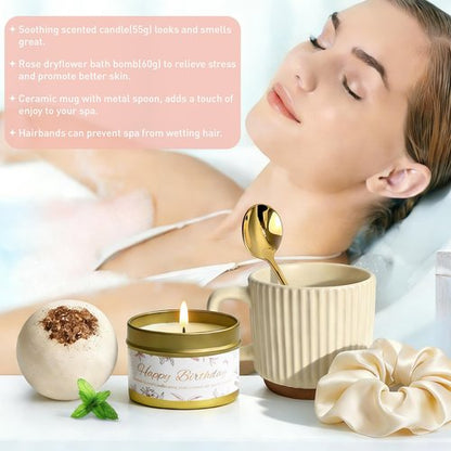 EOECL Happy Birthday Gift Box for Women - Relaxing Spa Basket for Best Friend, Mom, Coworker - Unique Gift Set with Affirmation Cards - Perfect for 18th 30th 40th 50th 60th Birthday