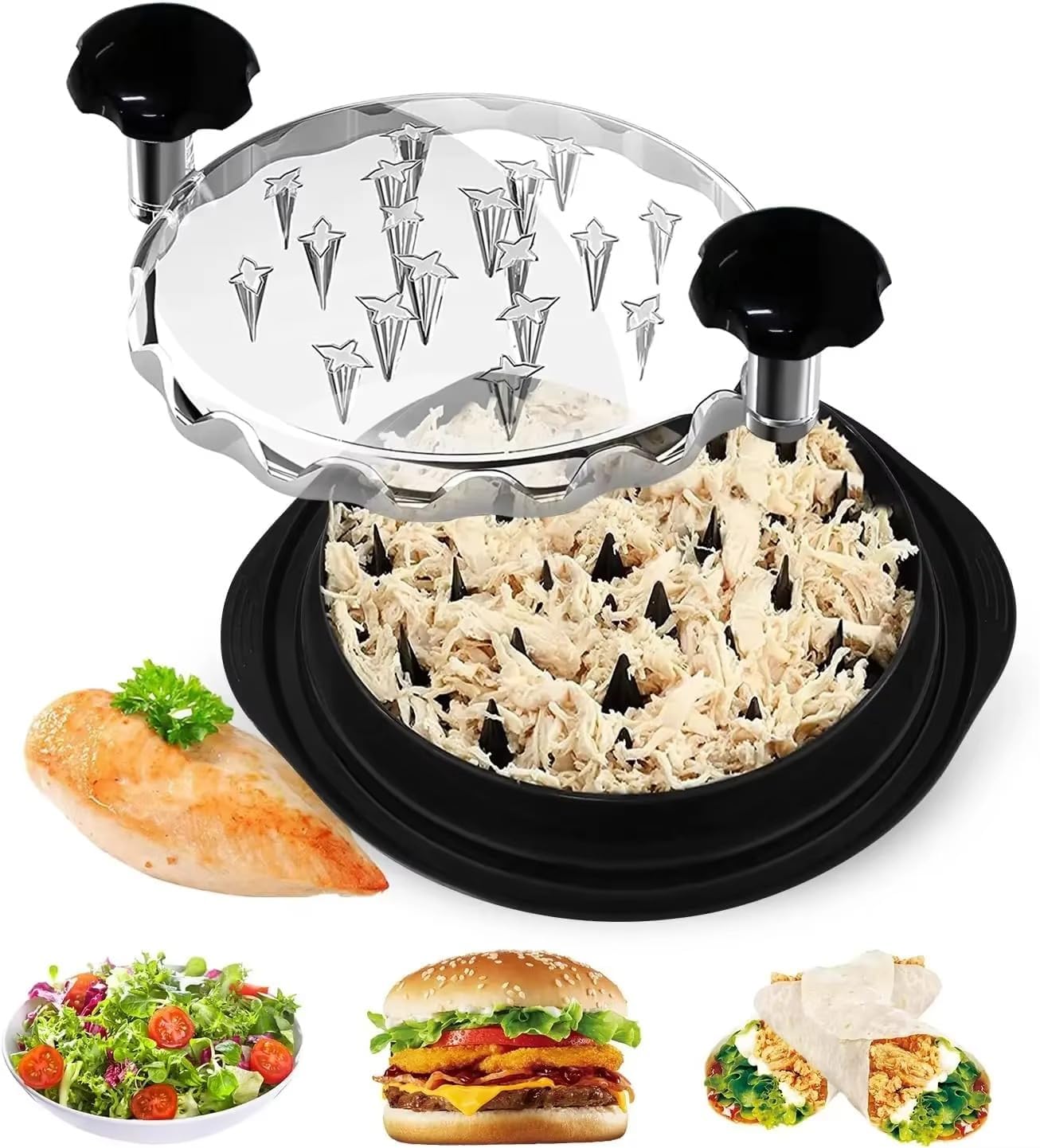 Azee Chicken Shredder - Ergonomic 8-Inch Tool for Effortless Meat Shredding | Easy to Clean, Black