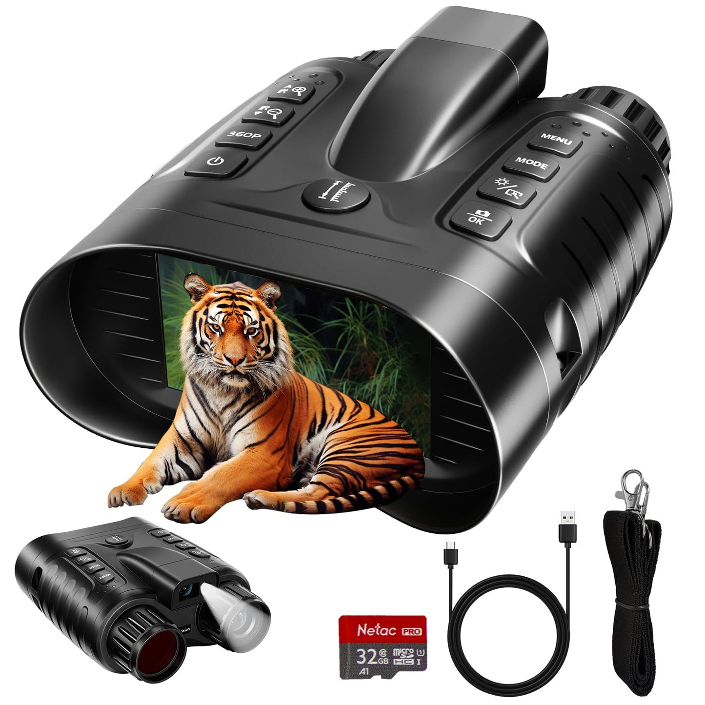 4K Night Vision Binoculars with Range Finder for Adults – Infrared Night Vision Goggles with 8× Zoom, 36MP Photo & 4K Video Recording – for Hunting, Camping, Wildlife & Home Security