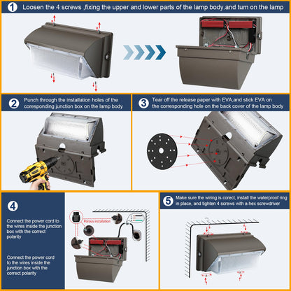 BIRITALO LED Wall Pack Lights Outdoor Dusk to Dawn Photocell 800W Eqv Bright 18000LM LED Exterior Buildings Security Lighting 5000K 120W LED Flood Wall Light 100V-277V IP65 Waterproof for Yard 6 Pack