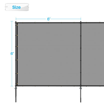 Patio 6' x 24' Outdoor Privacy Screen Freestanding Temporary Fence Panels Net Cover with Metal Poles for Outside Backyard Pool Garden Air Conditioner Fencing, Light Gray