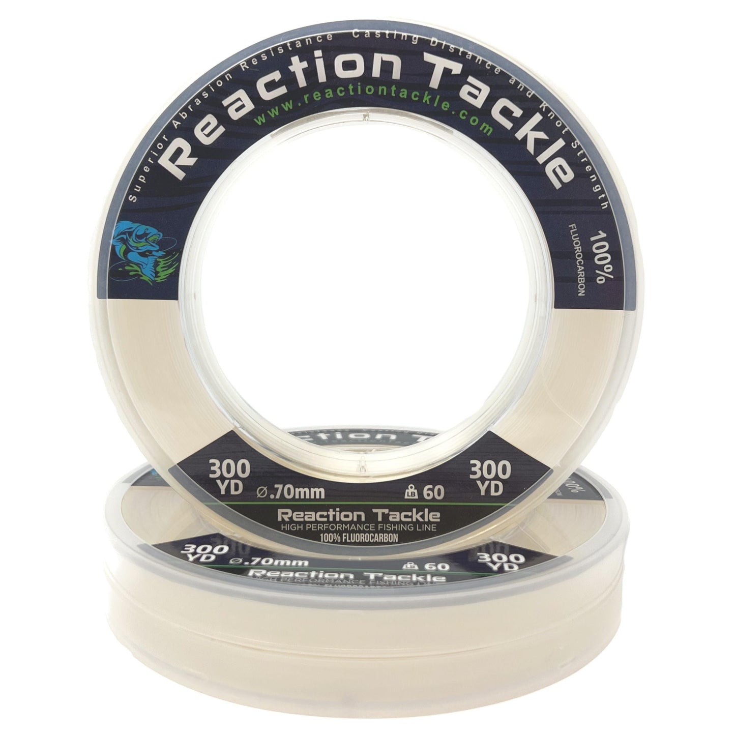 Reaction Tackle 100% Pure Fluorocarbon Fishing Line - High Strength, Abrasion-Resistant, Fast-Sinking, Virtually Invisible - Saltwater and Freshwater Leader Line - Clear - 200LB 50 Yards