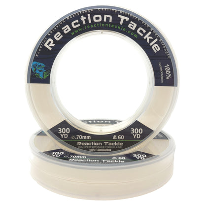 Reaction Tackle 100% Pure Fluorocarbon Fishing Line - High Strength, Abrasion-Resistant, Fast-Sinking, Virtually Invisible - Saltwater and Freshwater Leader Line - Clear - 200LB 50 Yards