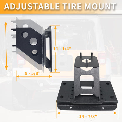 MONOKING JK JKU Heavy Duty Tire Carrier Support up to 40 inch Wheel, Adjustable Spare Tire Mount Holder Compatible for 2007-2018 Wrangler JK JKU Unlimited 2 & 4 Doors