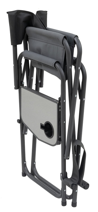 Browning Directors Chair - Outdoor Folding Chairs Made with Durable Fabric and Sturdy Aluminum/Steel Frame, with Extra Tall Seat and Flip-Down Footrest, Plus, Charcoal/Gray