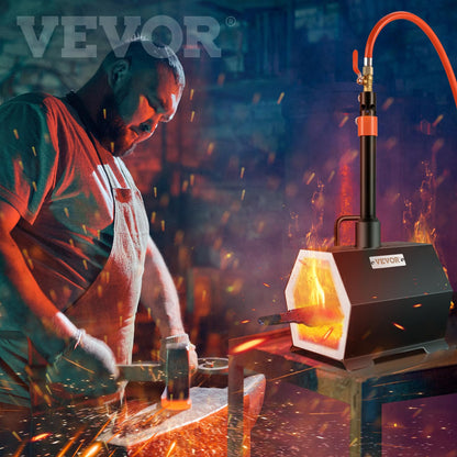 VEVOR Propane Forge Portable, Single Burner 2600°F Metal and Knife Forge, Large Capacity Blacksmithing Farrier Forges, Gas Forging Tools and Equipment, Complete Mini Forge Kit