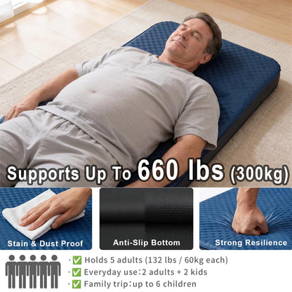 Terra Sage X Hybrid Comfort Camping Air Mattress, Self-Inflating Memory Foam Sleeping Pad with Built-in Electric Pump, 4.5" Thick Insulated Support for Bed-Like 4-Season Tent Sleep(Single,Blue)