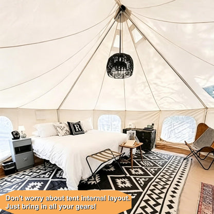 DANCHEL OUTDOOR B6 4 Season High Wall Yurt with Stove Jack, No Center Pole, Flame Retardant 900D Oxford Large Bell Tent Cabin House 4-5 Person Family Glamping, 13ft/4m
