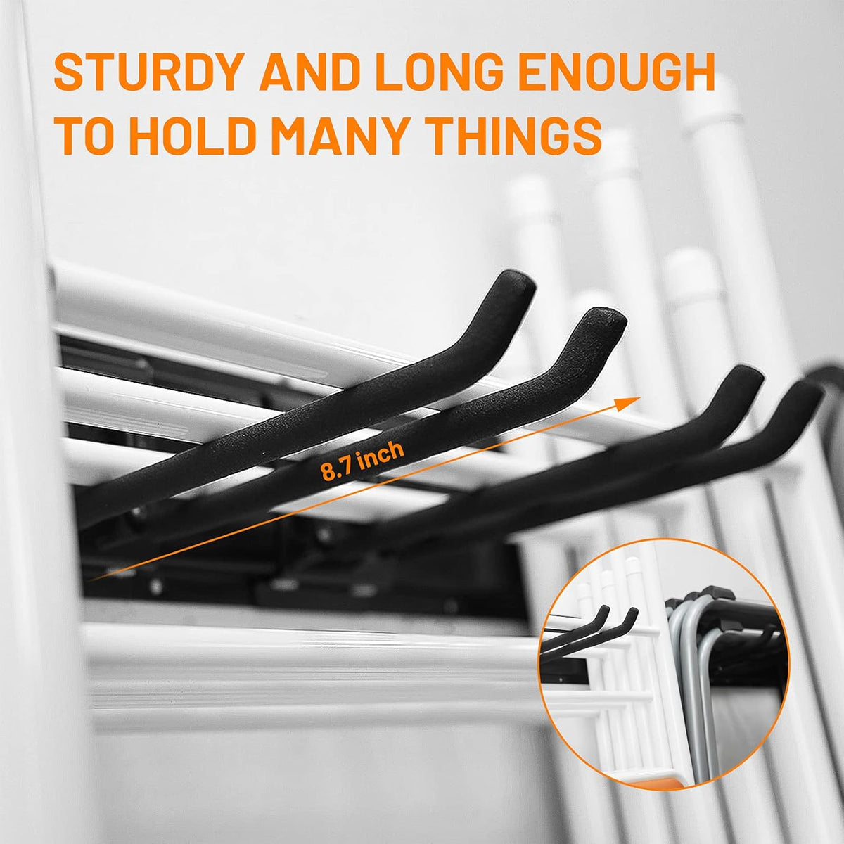 Wallmaster Garage Storage Organizer - Heavy Duty Wall Mount Tool Rack with 6 Adjustable Hooks | 48-Inch, 450lb Capacity