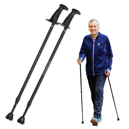 Urban Poling ACTIVATOR® Walking Poles for Balance and Rehabilitation – 1 Pair – Ergonomic CoreGrip™ Handles – Adjustable, Collapsible, and Lightweight for Stability and Recovery in Evening Black