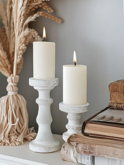 Ashlux 3x4 Inch White Pillar Candles, Set of 3 Wax, 56 Hours Long Burning, Unscented and Dripless Pillar Candles Bulk for Christmas Lights, Wedding, Parties, Spas, Home Decorative