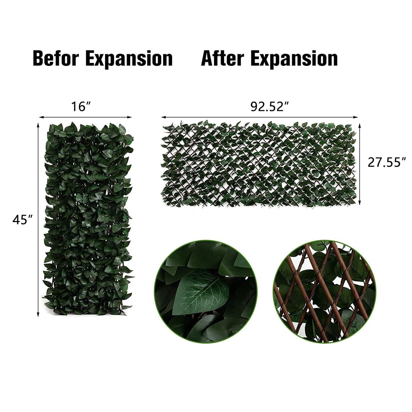 DOEWORKS Expandable Fence Privacy Screen for Balcony Patio Outdoor, 4PCS Faux Ivy Fencing Panel for Backdrop Garden Backyard Home Decorations