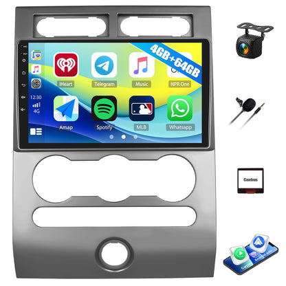 4G+64G Car Radio Stereo for Ford Expedition 2007-2014 with Wireless CarPlay Android Auto 9" Touchscreen Radio Android 13 Car Stereo with GPS Navigation Bluetooth 5.0 32EQ FM Backup Camera (Manual AC)