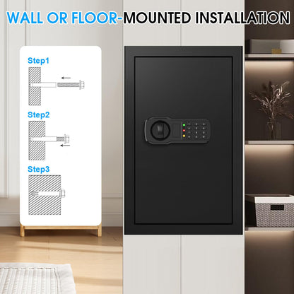 5.2 Cuft Large Home Safes Fire Waterproof, Fireproof Safe Box for Home with Programmable Keypad, Spare Keys and 3 Removable Shelves, Anti-Theft Security Fireproof Document Safe for Money Valuables