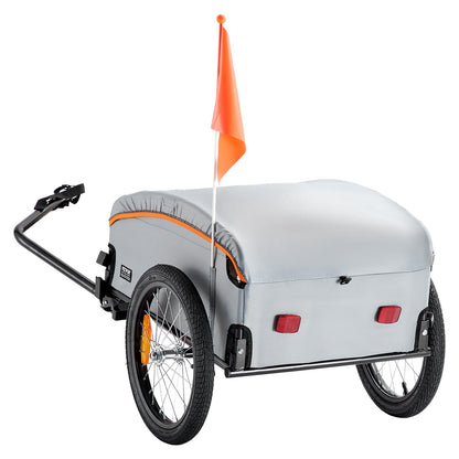 VEVOR Bike Cargo Trailer, 100 lbs Load Capacity, Heavy-Duty Bicycle Wagon Cart, Foldable Compact Storage with Universal Hitch, Waterproof Cover, 16" Wheels, Safe Reflectors, Fits 22"-28" Bike Wheels