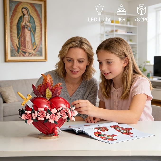 Sacred Heart of Mary Building Block Set Immaculate Sacred Heart Building Model Compatible with Lego Jesus Toy Decoration for Prayer Room Christian Easter Religious for Adults (771 PCS)