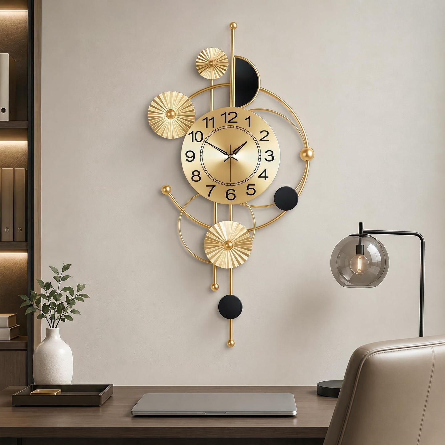 Axioglo Large Wall Clock,Modern Silent Non-Ticking Metal Wall Clocks,Battery Operated Wall Clock for Living Room, Kitchen, Bedroom, or Office Wall Decor (32")