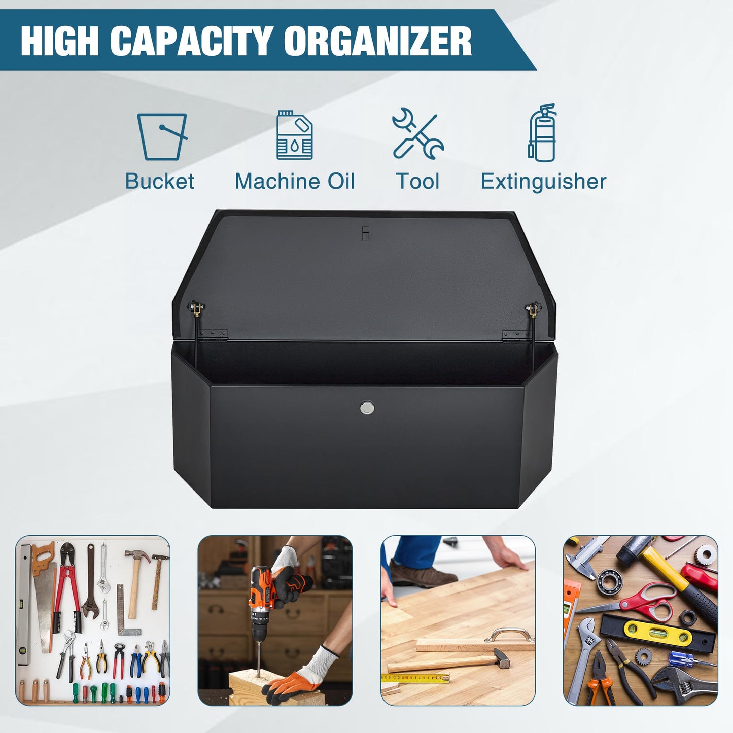 EliteEdge 36 Inch Trailer Tongue Box Trailer Toolbox for Storage, Utility Trailer Tool Box for Truck, Pickup, RV, Trailer with Lock - Black (Steel)
