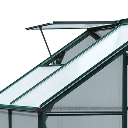 Outsunny 6' x 4' Greenhouse for Outdoors, Polycarbonate Greenhouse with Rain Gutter and Roof Vent, Aluminum Walk-in Green Houses with Push Door for Outside for Patio Backyard Garden, Dark Green