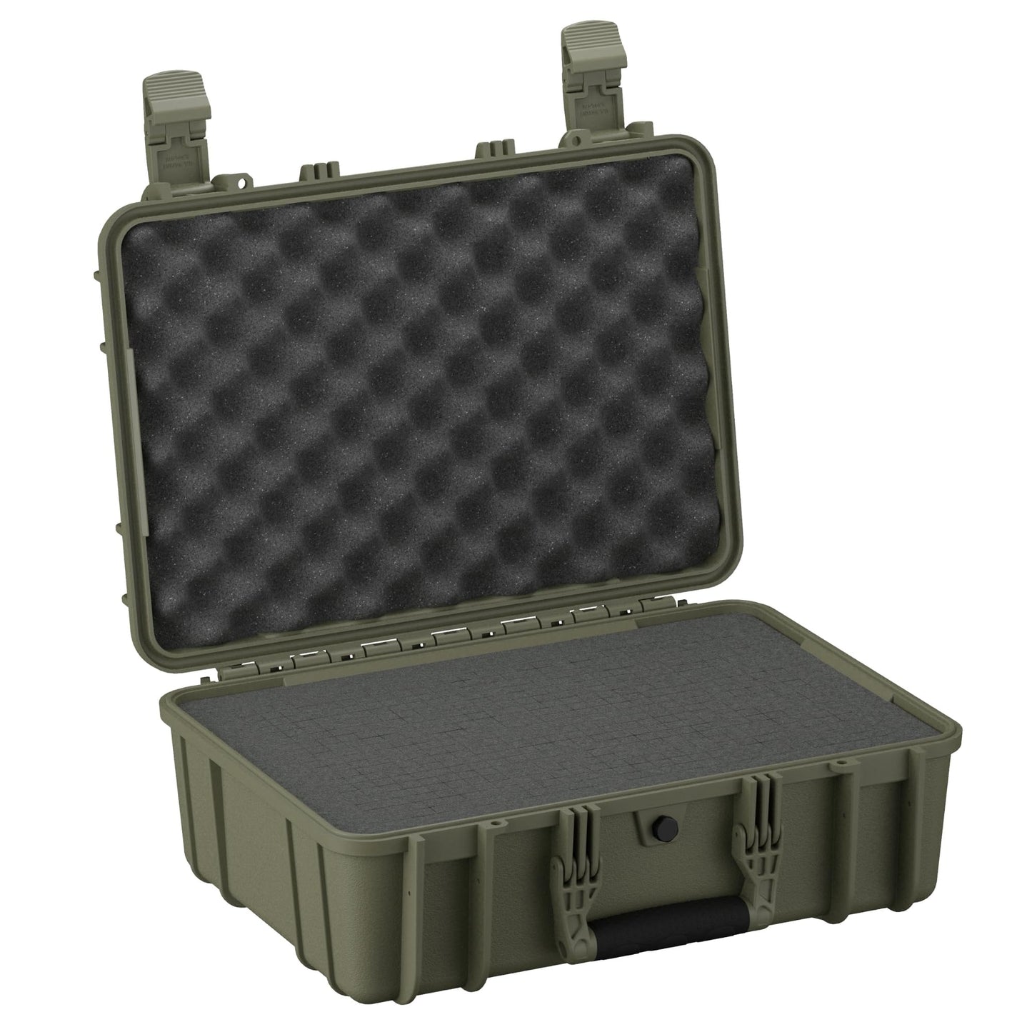 Condition 1 18" Medium Waterproof Hard Case with Foam, Model 801, Portable Protective Storage Box for Travel, Tactical Gear, Made in USA, 18.36"x13.70"x 7.03" Green