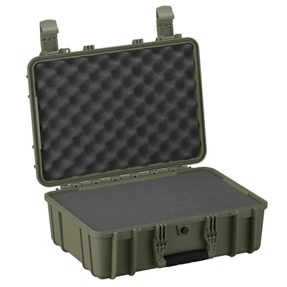 Condition 1 18" Medium Waterproof Hard Case with Foam, Model 801, Portable Protective Storage Box for Travel, Tactical Gear, Made in USA, 18.36"x13.70"x 7.03" Green