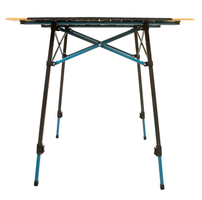 MOUNTAIN SUMMIT GEAR Bamboo/Aluminum Roll-Top Camping Table - Hybrid and Portable Aluminum-Top/Bamboo Folding Table with Adjustable Height Steel Frame by Caddis Sports