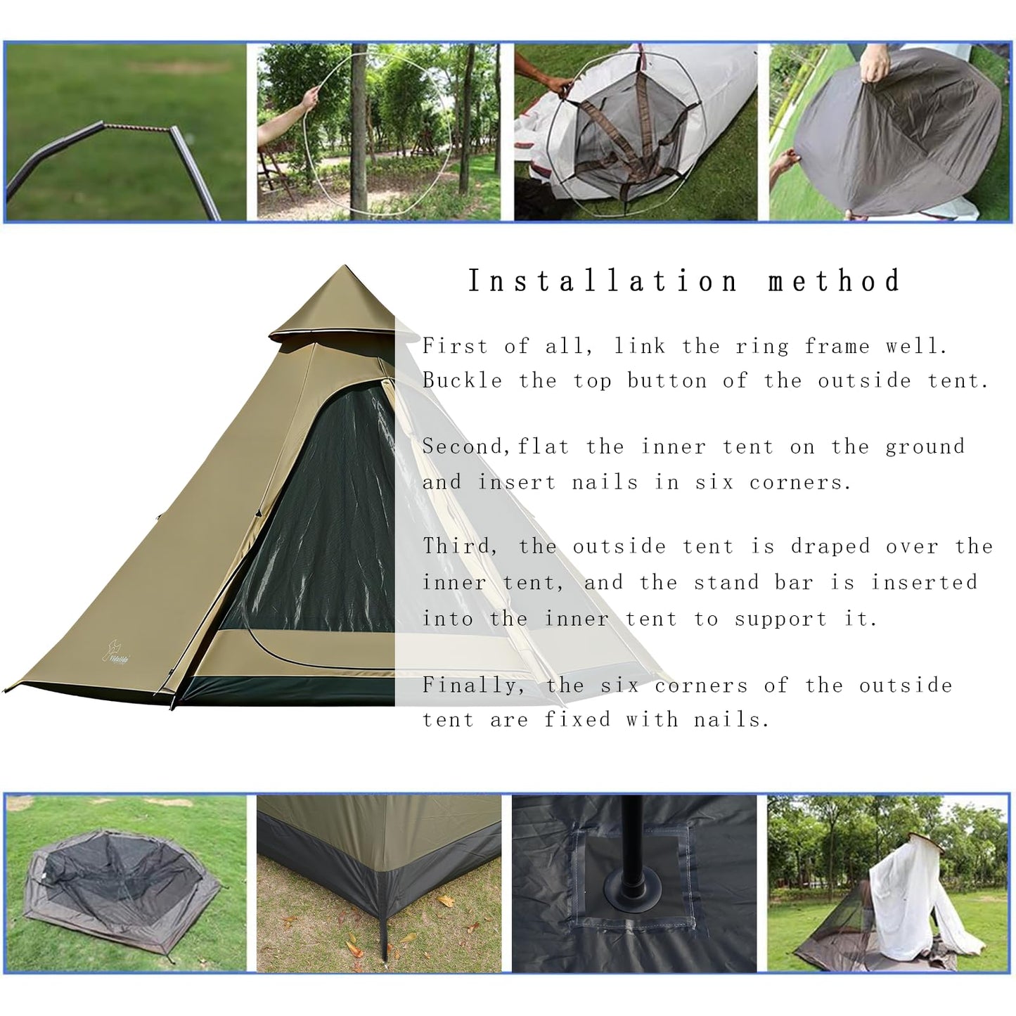 12'x10'x8'Dome Camping Tent 5-6 Person 4 Season Double Layers Waterproof Anti-UV Windproof Tents Family Outdoor Camping Tent | Double Layers, Waterproof, Anti-UV, Windproof, Family, Outdoor