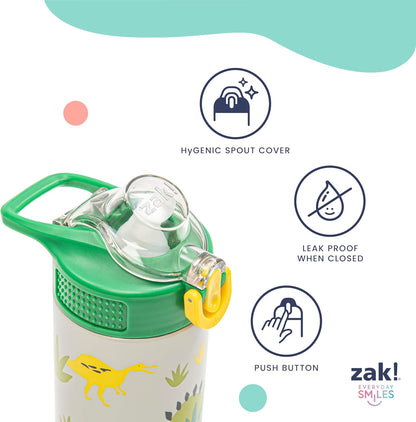 Zak Designs PAW Patrol Kids Water Bottle - 14oz Stainless Steel with Straw & Leak-Proof Spout | Sage Color