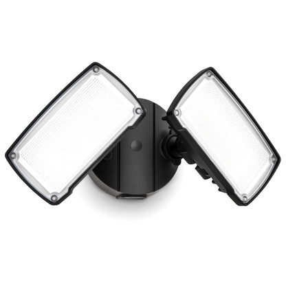 LUTEC Dual-Head LED Flood Light 32W 3500LM 5000K Waterproof Outdoor Security Light Black