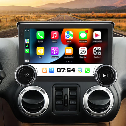 Radio for Jeep Wrangler JK 2007-2018 Compass Grand Cherokee Dodge Ram 1500 2500 3500 2009-2012 Radio Upgrade 8Core 4+64G CarPlay Android Auto 2K 10.1 Inch QLED Screen Bluetooth AHD Backup Camera SWC