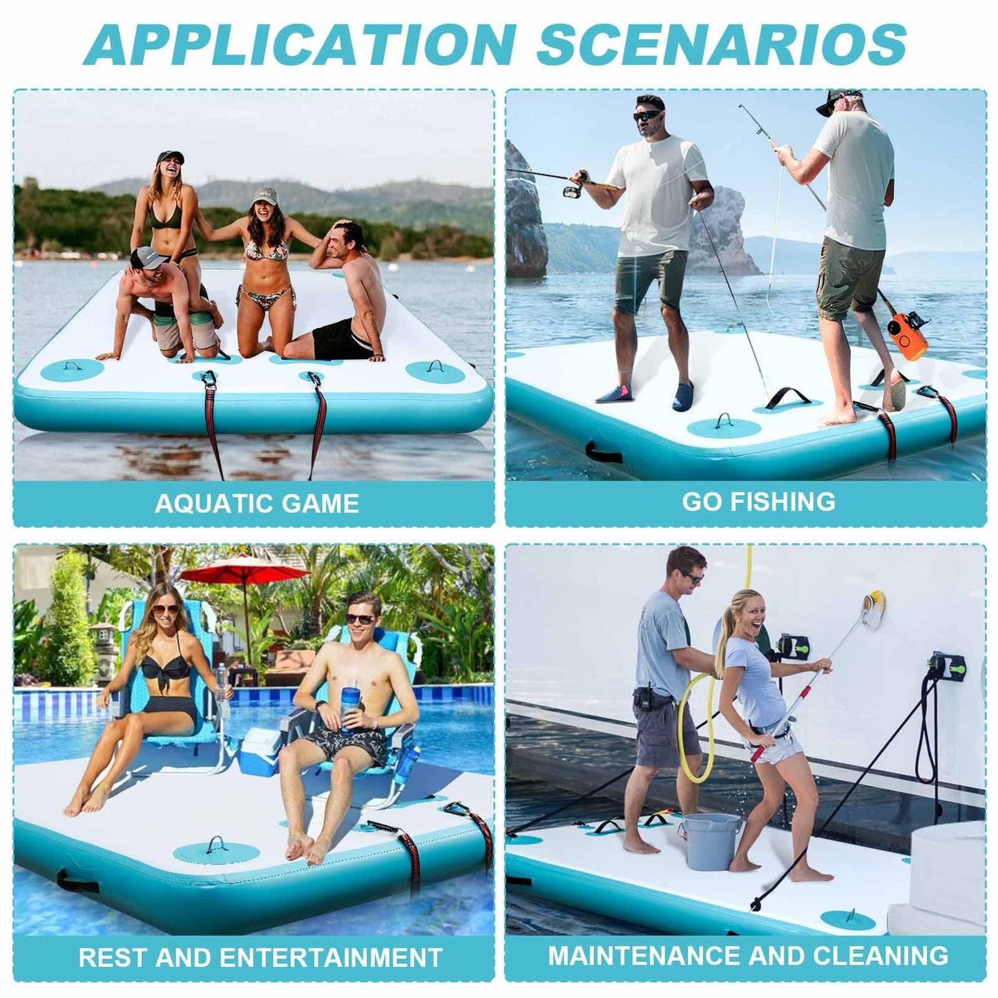 VOFiTNY Inflatable Floating Dock with Electric Air Pump for Inflatable