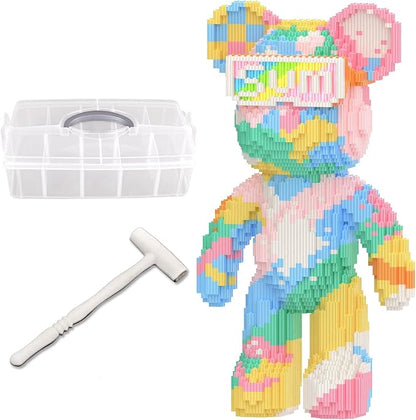 Bear Building Blocks with Organizer Bins (4500PCS) Fluorescent Bricks &amp Stroage Drawer Gift for Adults &amp Kids Ideal for Home &amp Office Decor QR Code User Manual 8886