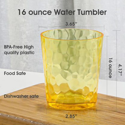 AKMQYM BPA-Free Plastic Tumblers 8 Pack (4x16oz+4×22oz) | Reusable Dishwasher Safe | Stackable Shatterproof Cups | Plastic Drinkware & Drinking Tumblers for Restaurant, Home, Party