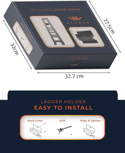 Heavy Duty Ladder Hook by [Brand Name] - Black Wall Mount Brackets for Garage Storage | Organize Tools & Folding Chairs