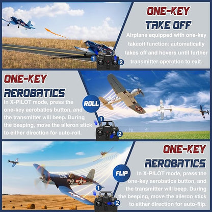 LEAMBE Brushless 4 Channel RC Plane F4U Corsair 500mm Remote Control Airplane Fighter RTF with 6-Axis Gyro 3 Modes &amp Aerobatics for Beginners &amp Adults