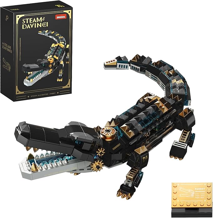 Crocodile Building SetsSTEM Dinosaur World Park Building ToySea Creatures Creativity Model Building KitMechanical Animal Brick SetBirthday Christmas Valentines Gifts for Kids Boys Girls 8+
