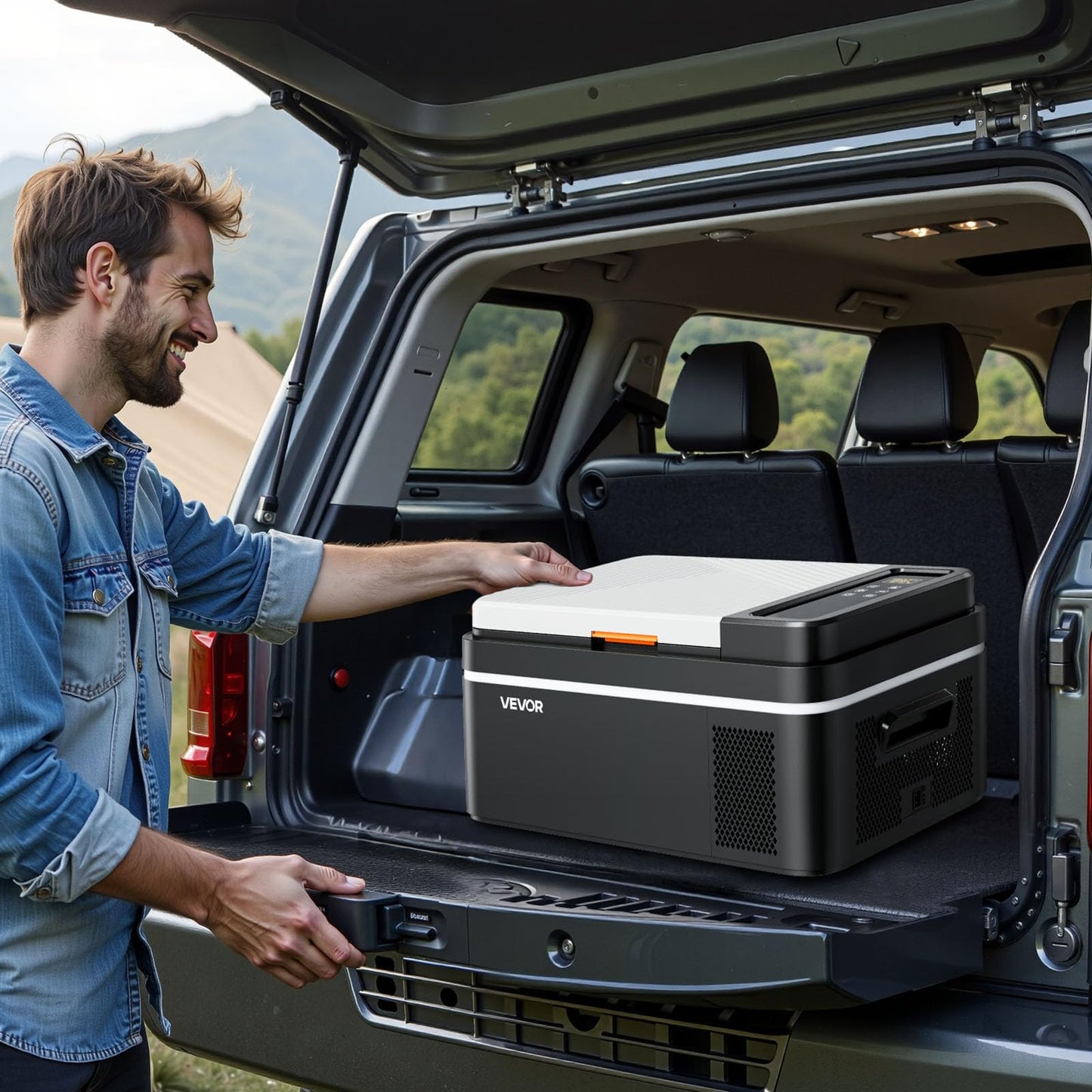 VEVOR Car Refrigerator, DC 12/24V AC100-240V Compressor Electric Cooler, -4°F to 68°F Car Fridge with APP Control, 21 QT Cars Freezer for RVs, Campsites, Boats, Camping, Fishing, 60W Portable Freezer