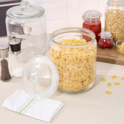 Restaurantware Glass Jar - 4 Count - Vetri 2 Gallon Glass Storage Jar, With Lid, Clear, Dishwasher-Safe - Storage Container For Flour, Coffee Beans, Kitchen Organization