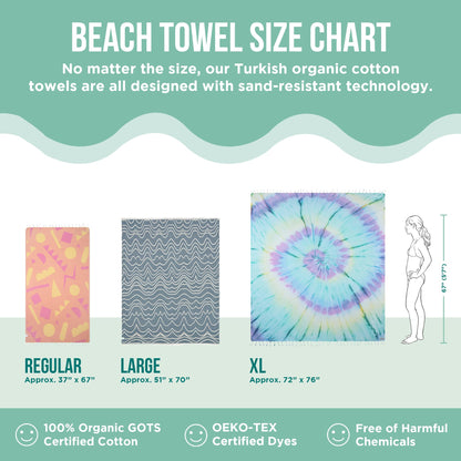 Sand Cloud Turkish Beach Towel - 100% Organic Cotton Turkish Bath Towels - Ultra Soft, Sand Resistant & Quick Dry Towel for Beach or Pool - As Seen on Shark Tank - Cali Dobby (4 Pack Assorted)
