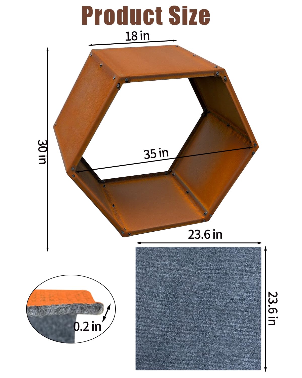 RUIJIU Firewood Log Rack Heavy-Duty, Corten Steel Firewood Rack with Hexagon Design, Fire Log Stacker for Wood Storage, Wood Holder for Outdoor Indoor